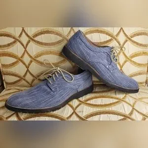 Stacy Adams Collection Men\'s Eli Denim Blue Textured Canvas Oxfords Size 11 Stacy Adams Men main image 3